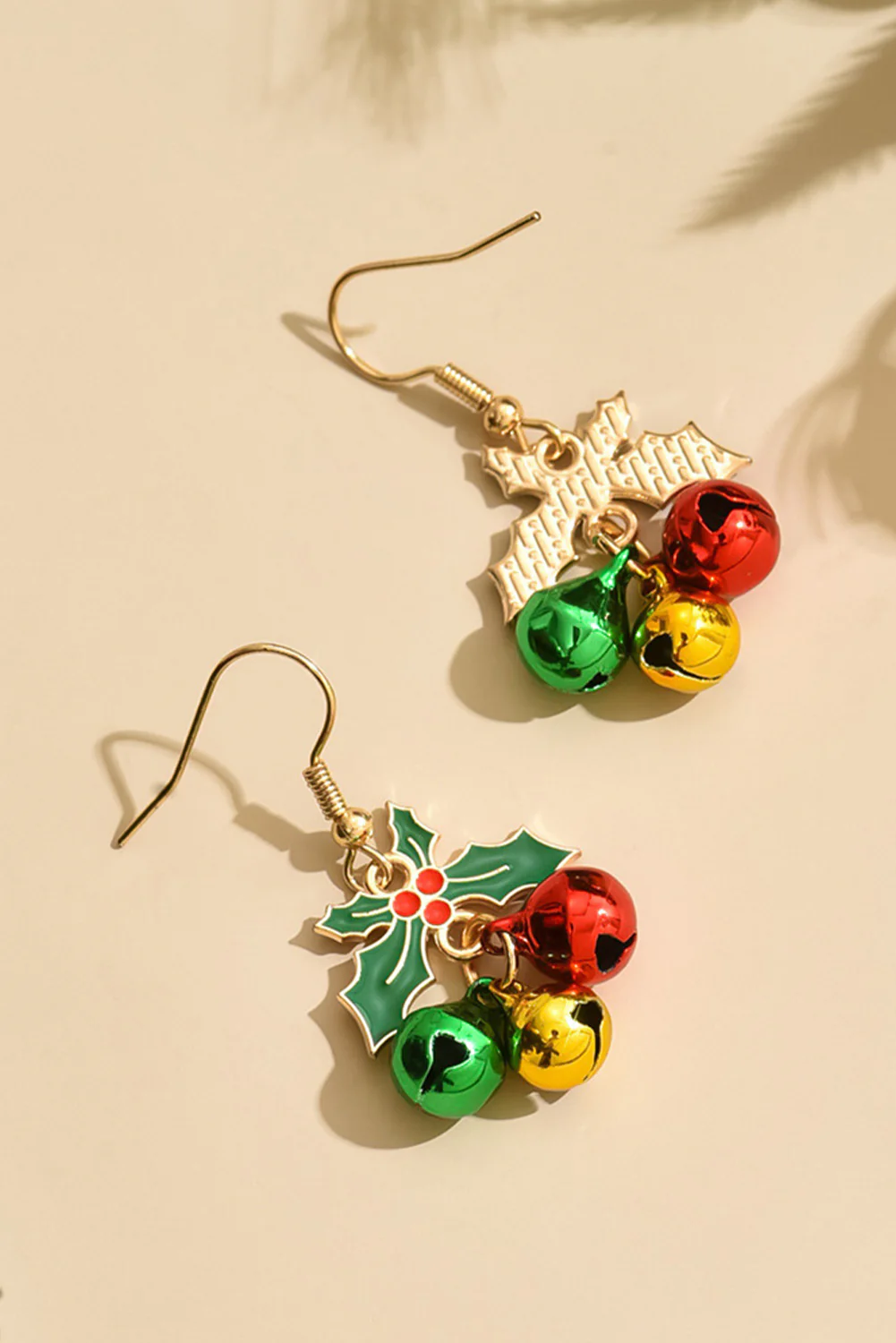 Gold Plated Christmas Jingle Bell Hook Earrings