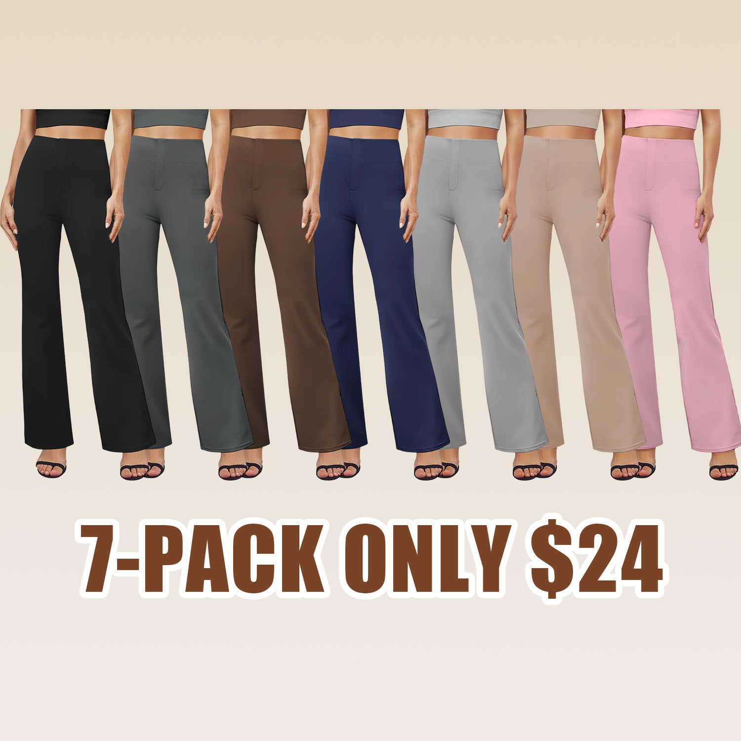 2026 FireSwan Flex High-Waisted Elastic Yoga Pants for Women, featuring back pockets, slightly flared legs, and a tummy-control design, suitable for office and everyday wear.