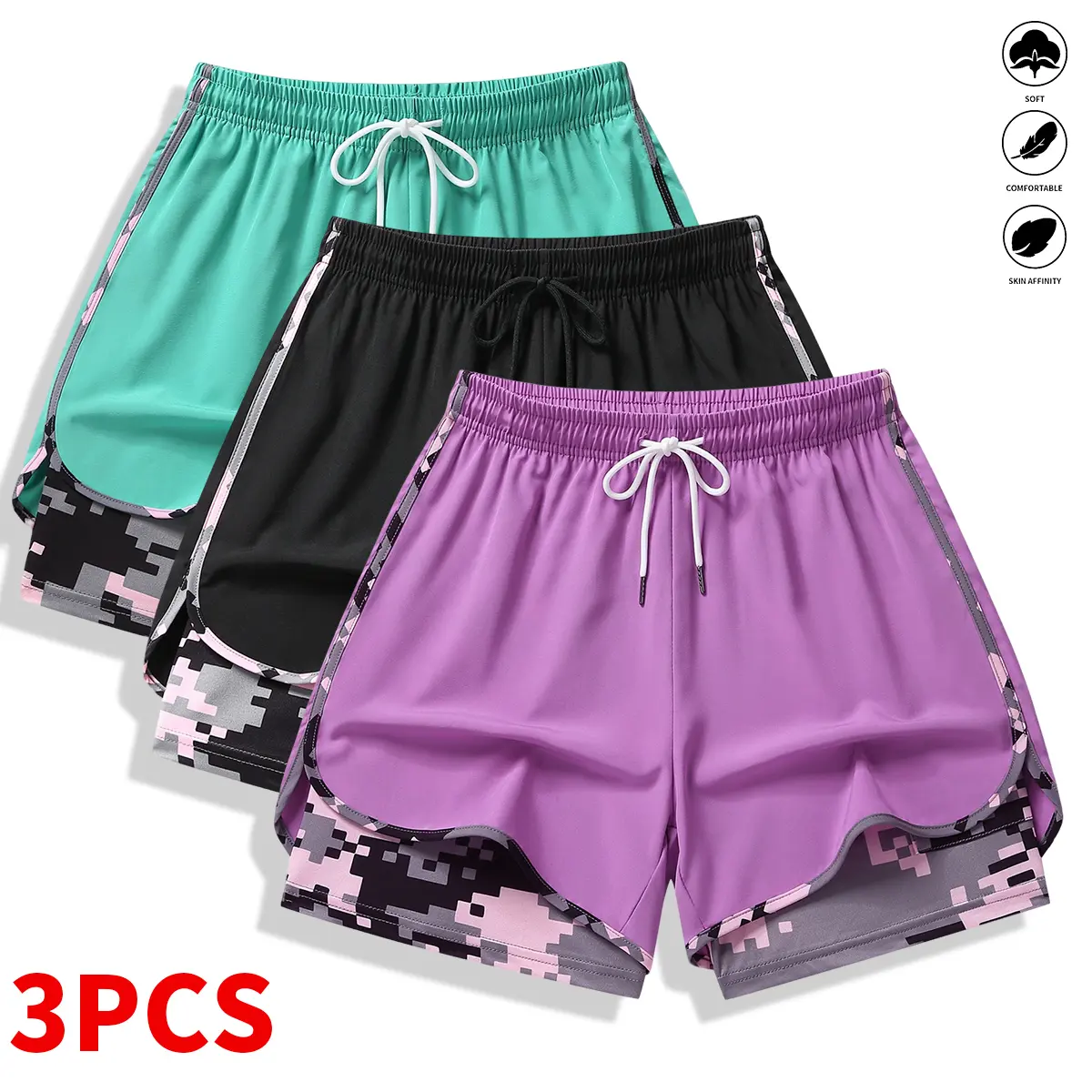 3-pack women’s casual athletic shorts