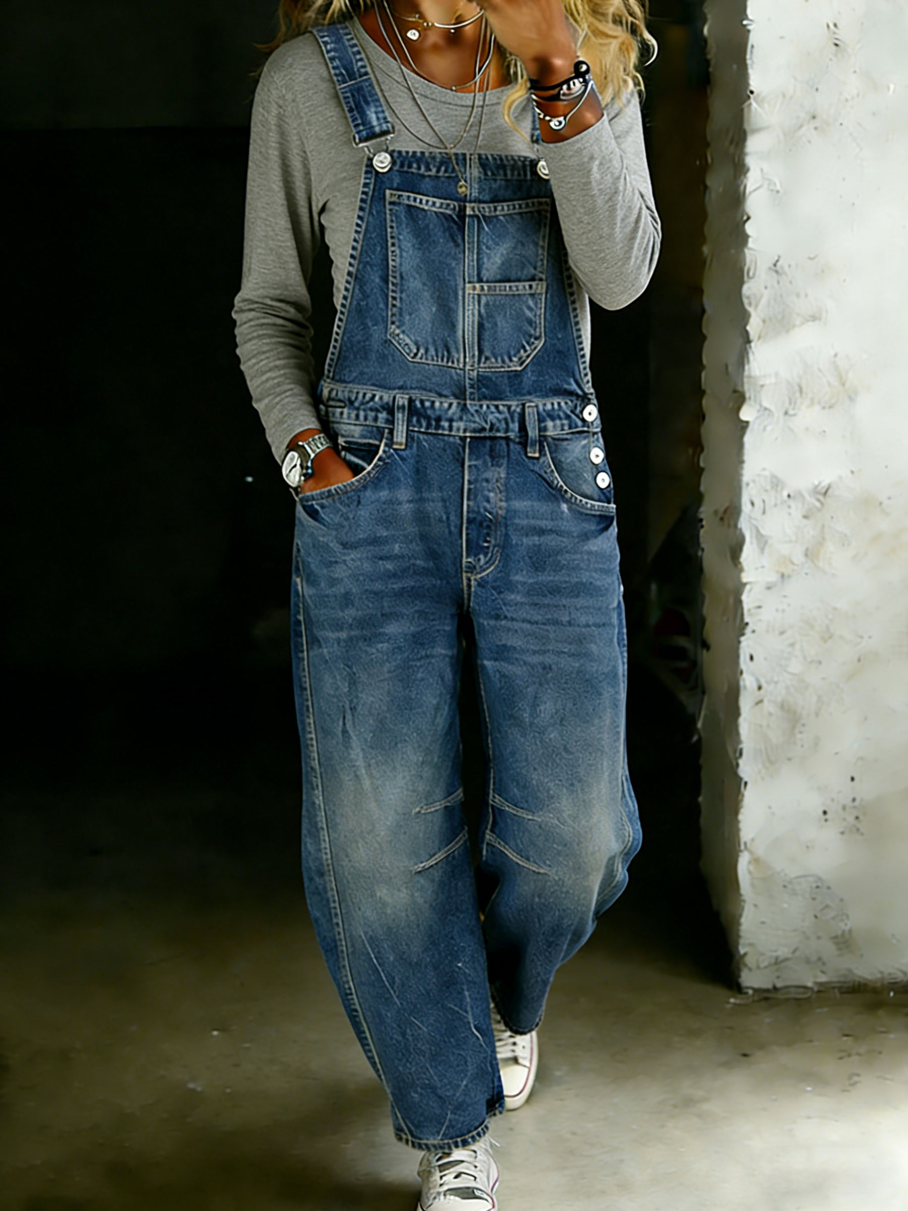 Women’s Casual One Piece Denim Jumpsuit