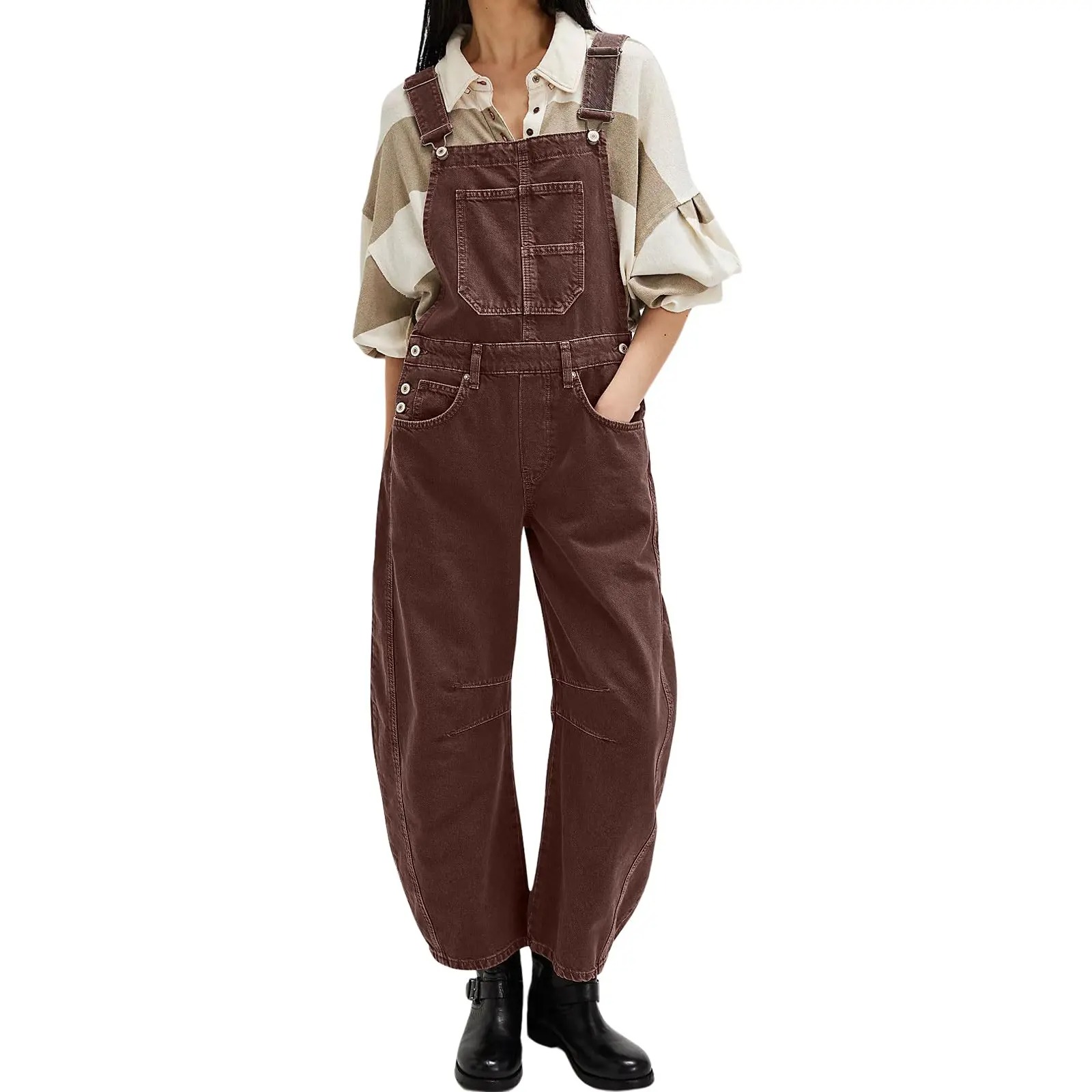 Women's Y2K Wide-Leg Denim Overalls