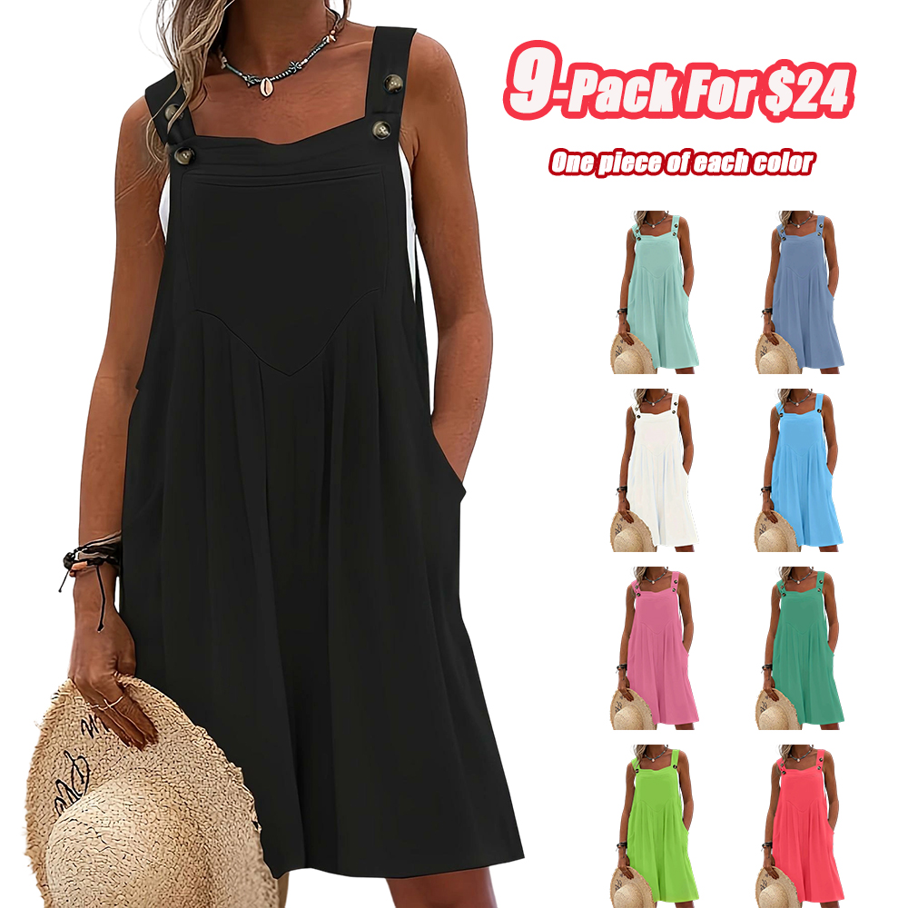 Women's Plus Size Casual Fashion Wide Leg Shorts, Loose Fit Belted Overall Pants with Button Pockets, 9 Colors Available