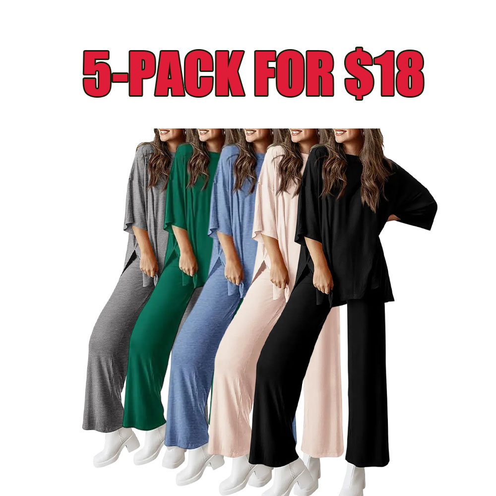 Everyday Comfort 2-Piece Lounge Set (Relaxed Fit Top & Wide Leg Pants)