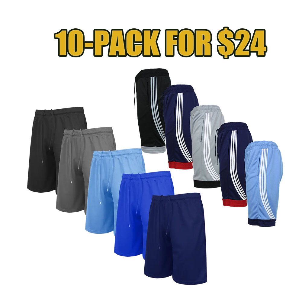 Men’s 5/10-Pack Performance Mesh Active Shorts