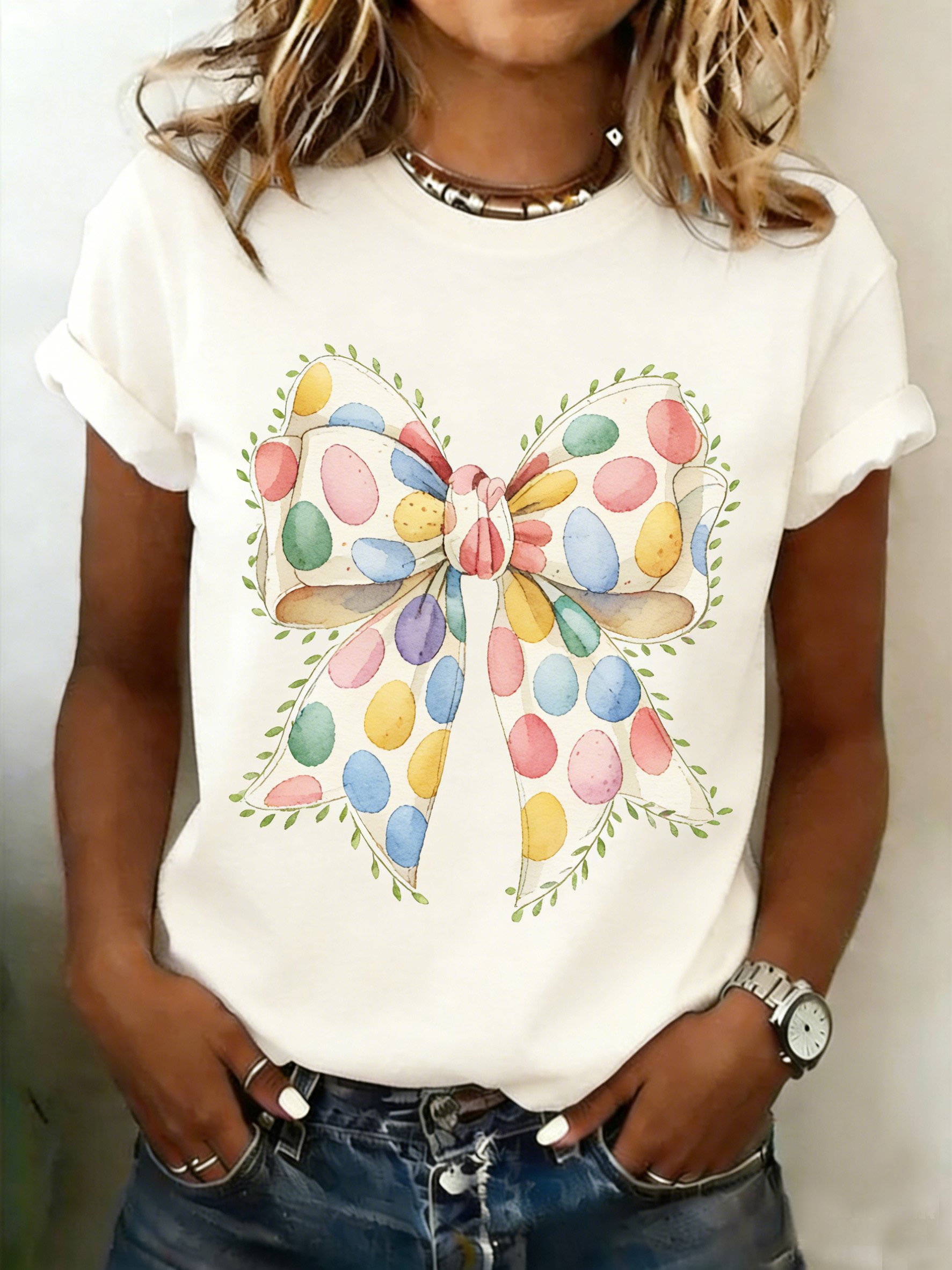 3D Printing   Short Sleeve Round Neck Easter Egg  Summer Casual T-Shirt