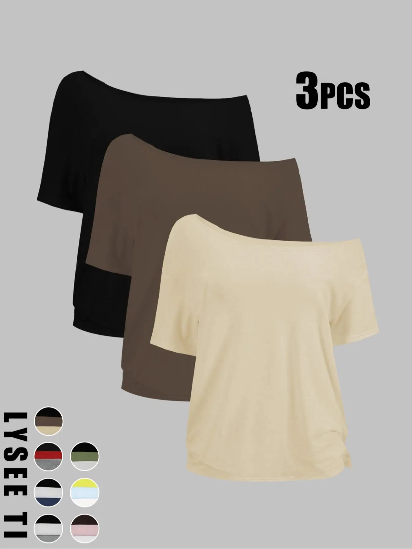 🔥Women's Solid Color Tee – Casual Basic Short Sleeve Top, Wear Off-Shoulder or One-Shoulder