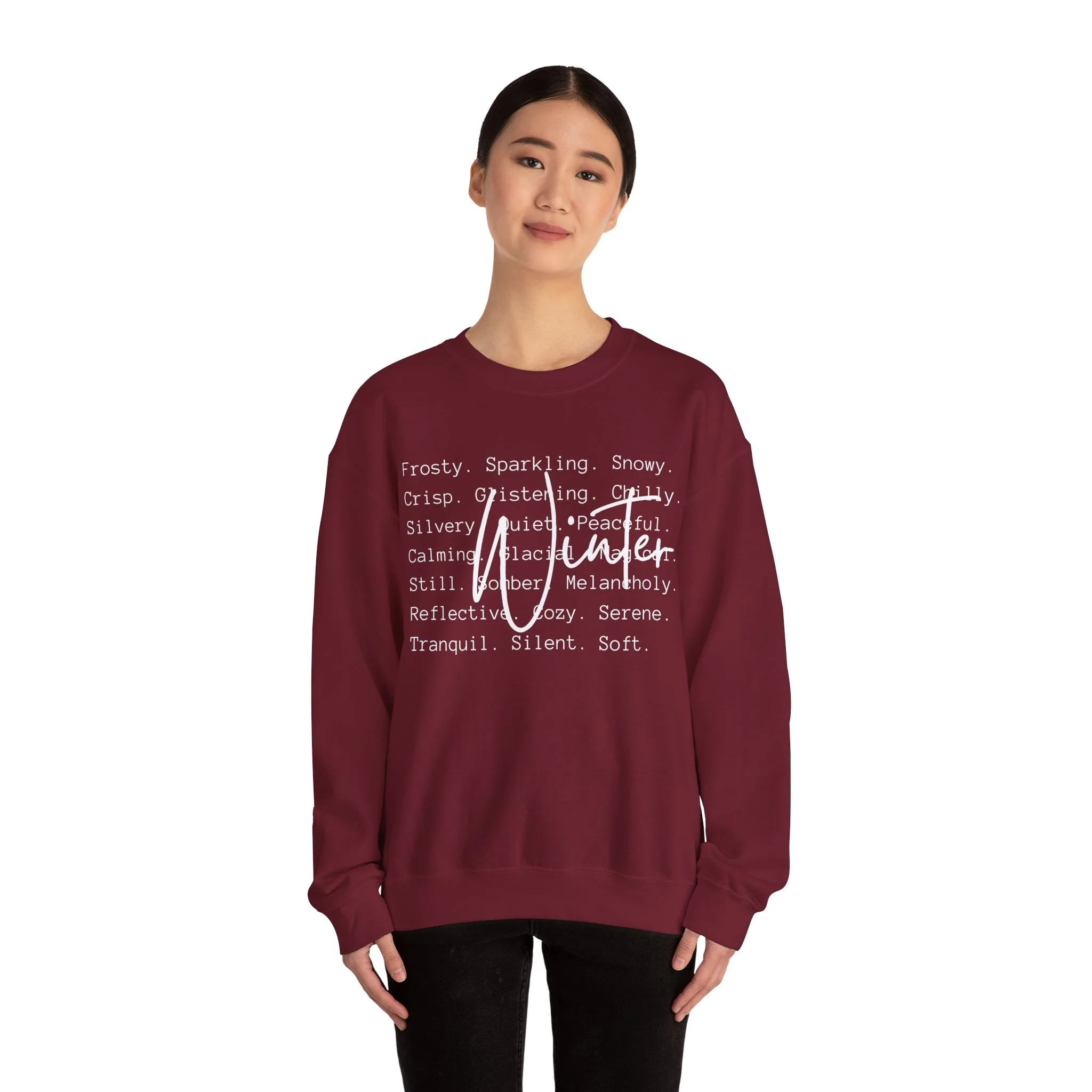 Winter White Script on Gildan Unisex Heavy Blend? Crewneck Sweatshirt