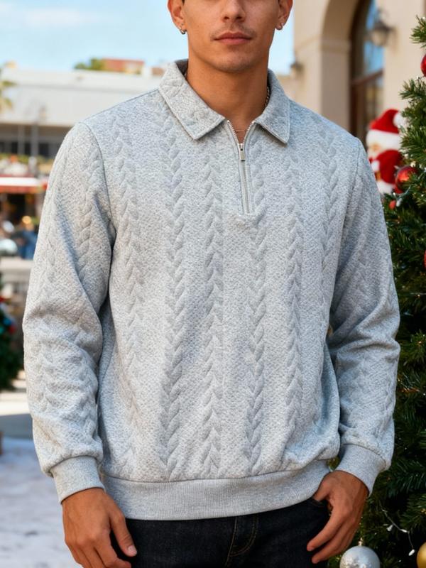 Men’s Knit Polo Neck Long Sleeve Sweatshirt – Fall & Winter Essential