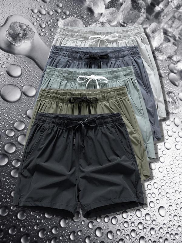 Men's Zipper Pocket Casual Shorts – Drawstring Waist, All-Season Wear