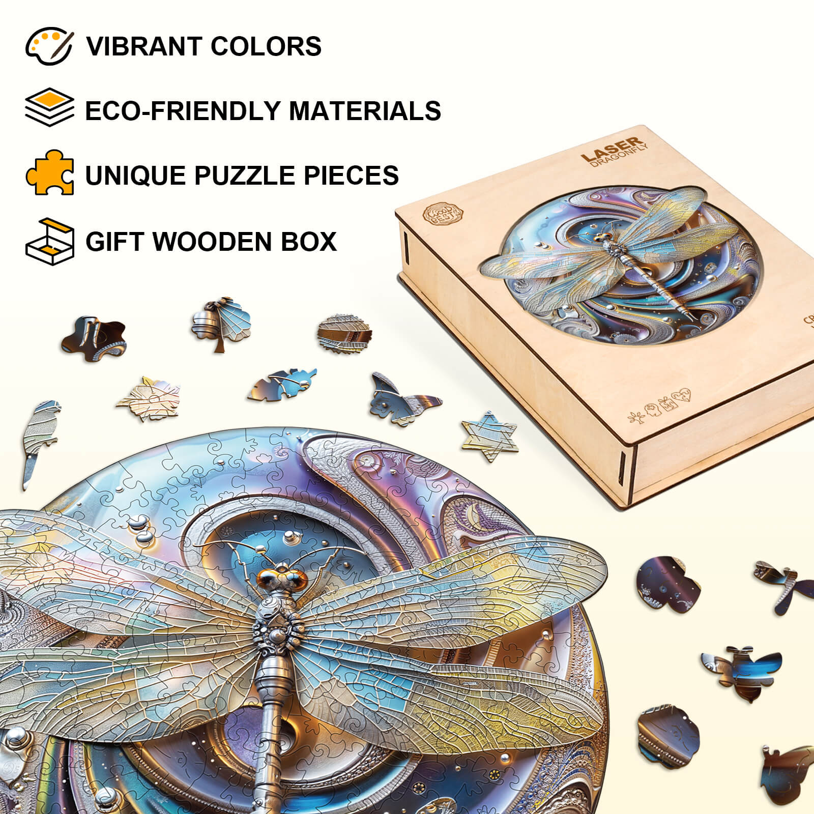 Laser Dragonfly Wooden Jigsaw Puzzle