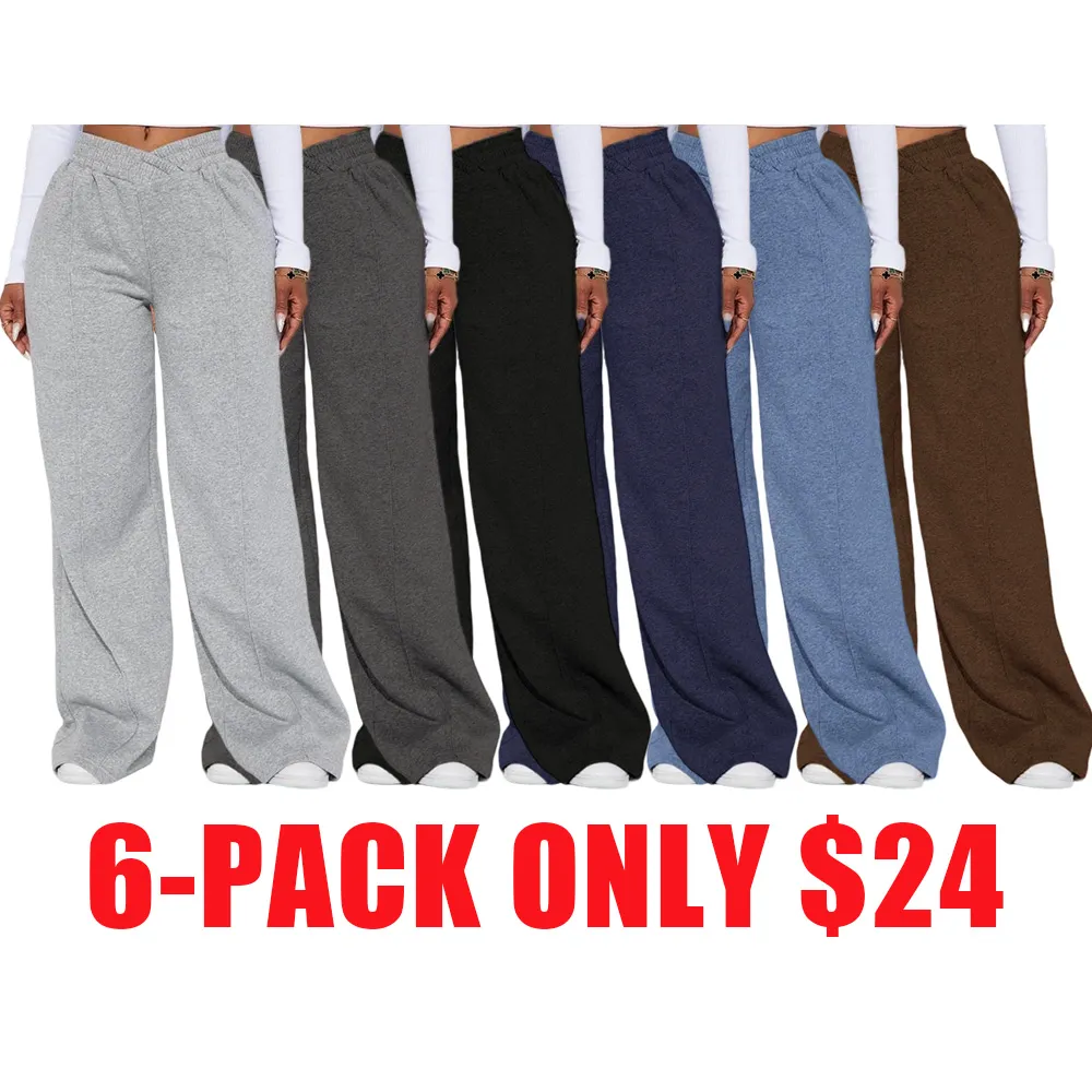 Crossover High Waisted Wide Leg Lounge Pants