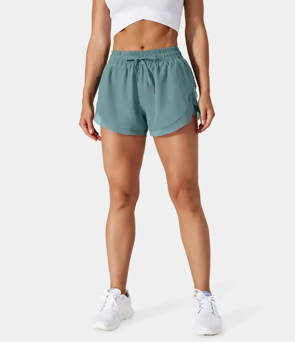 Contrast Flowy Mesh 2-in-1 Shorts