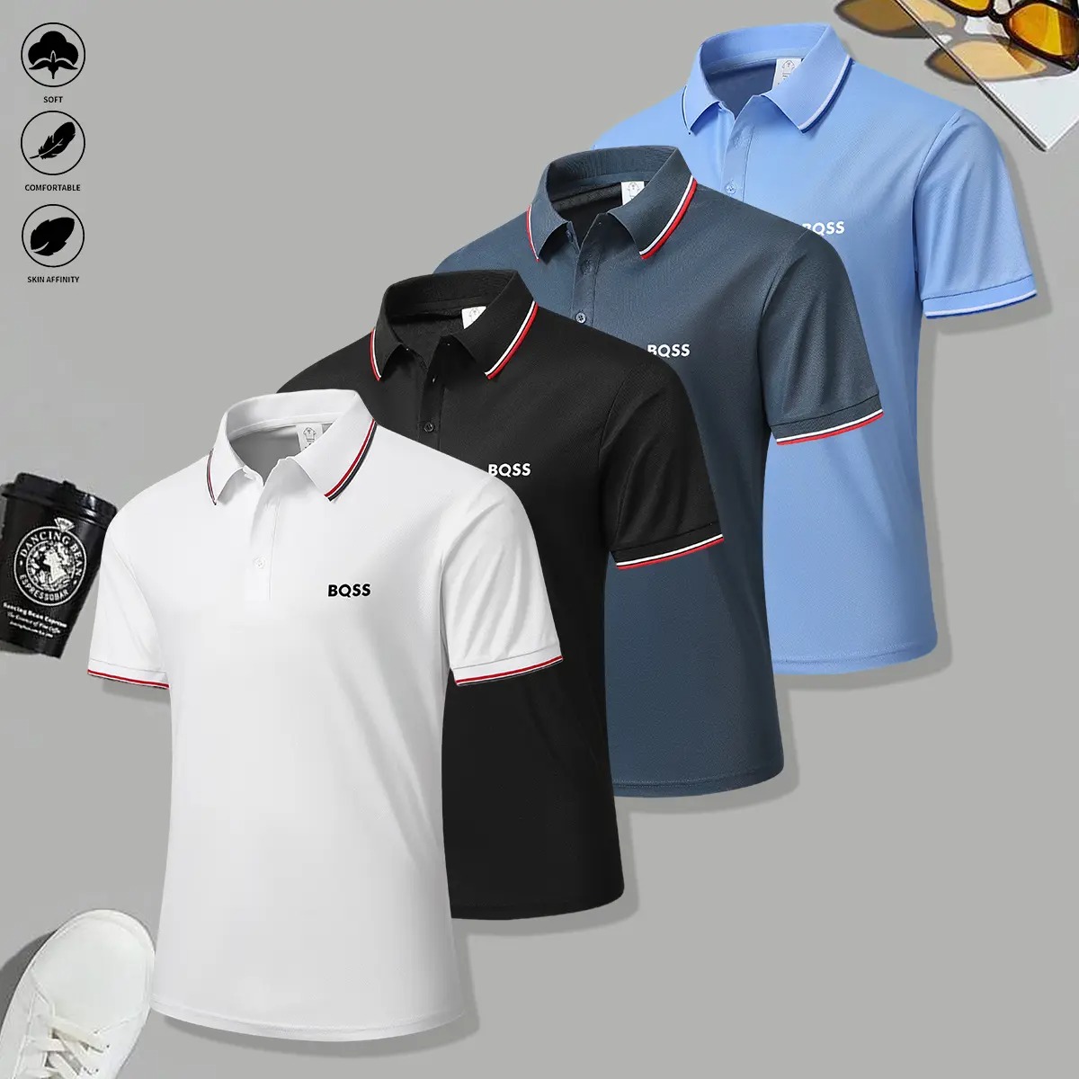 Men’s 4‑Pack Breathable Short‑Sleeve Polo Shirts — Everyday Classic Comfort