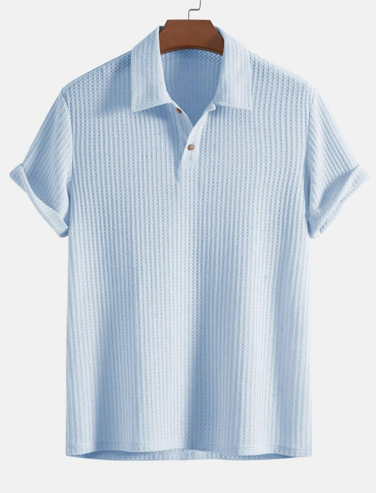 Men's Jacquard Knit Polo Shirt – Breathable, Stylish & Perfect for Summer