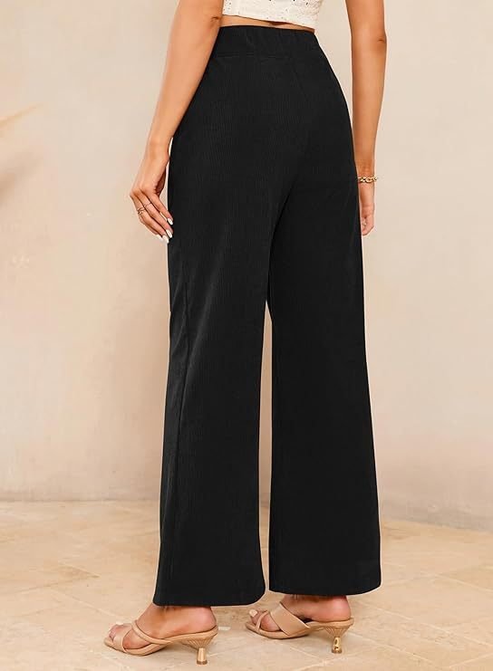 Women's Elastic Waist H-Line Wide Leg Pants Daily Going Out Pants Apricot Casual Split Joint Plain Spring/Fall Pants