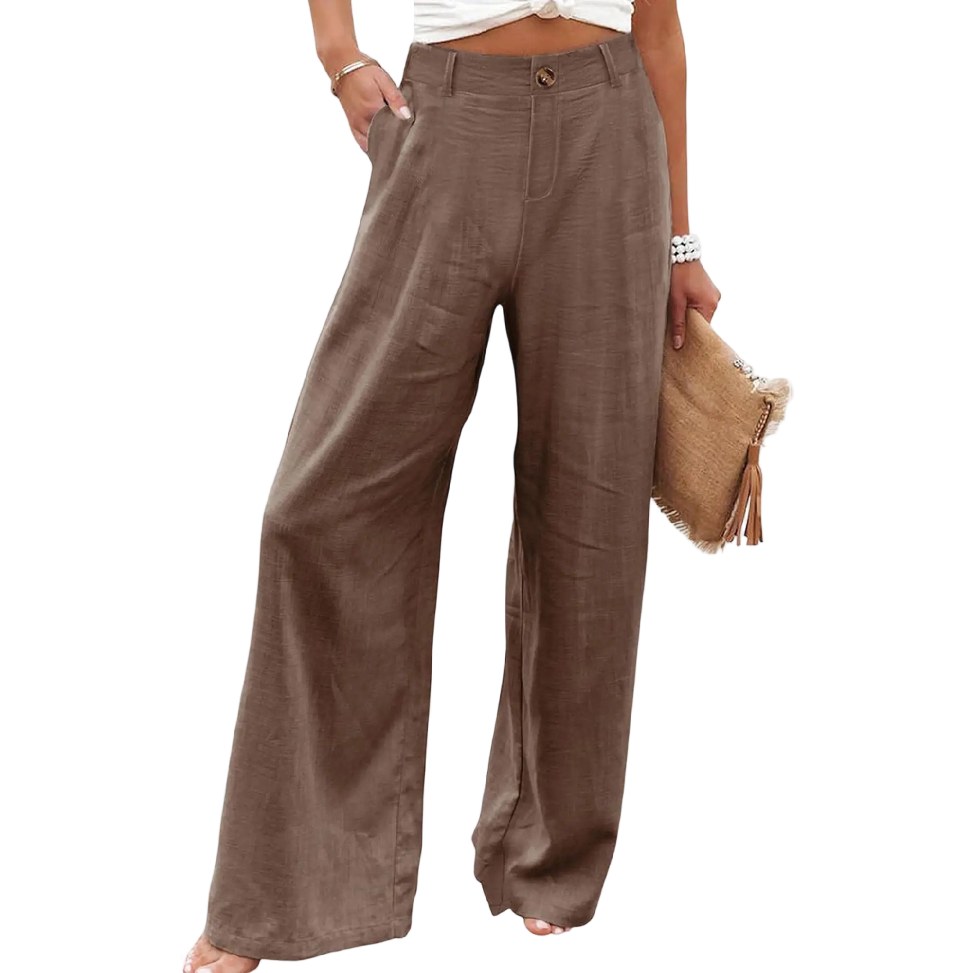 🌿 Women's High-Waisted Wide-Leg Linen Pants - Summer Casual Comfort