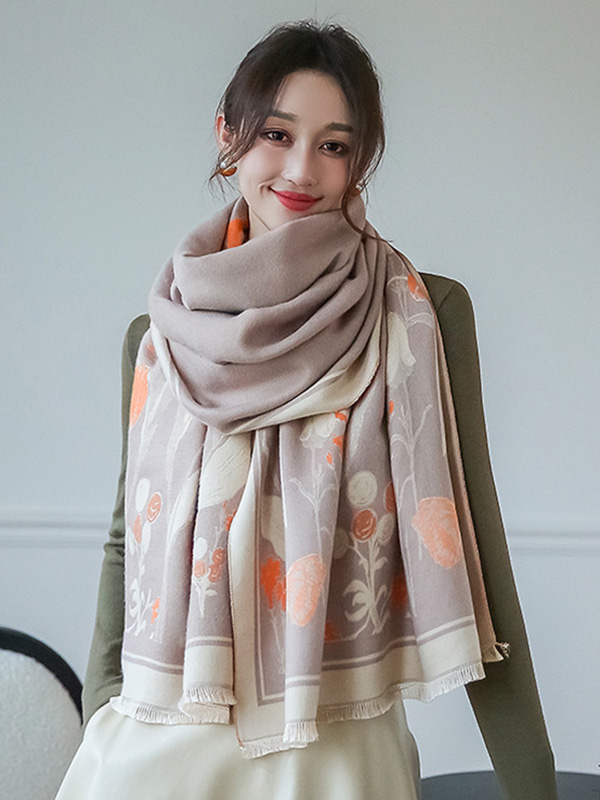 Vintage Imitated Cashmere Floral Printed Shawl&Scarf