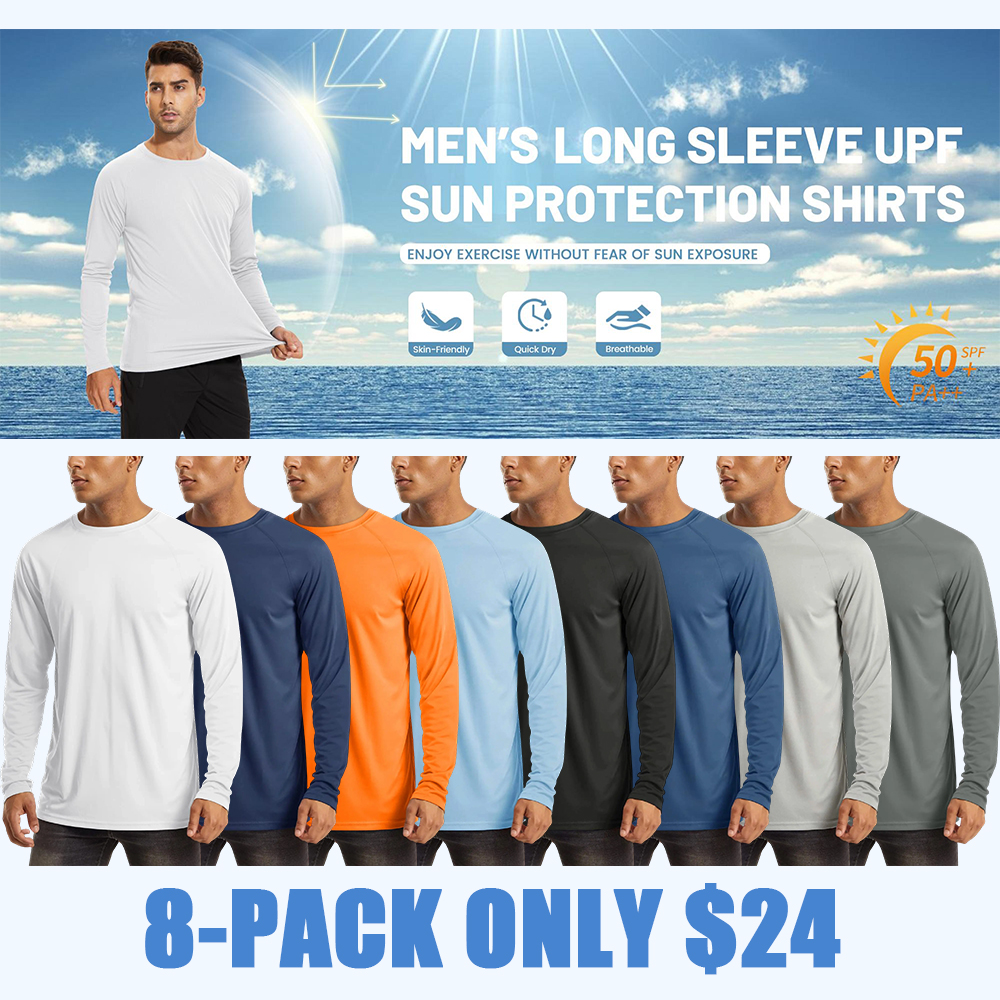 Men's UPF 50+ Long Sleeve Quick Dry Rash Guard Shirt