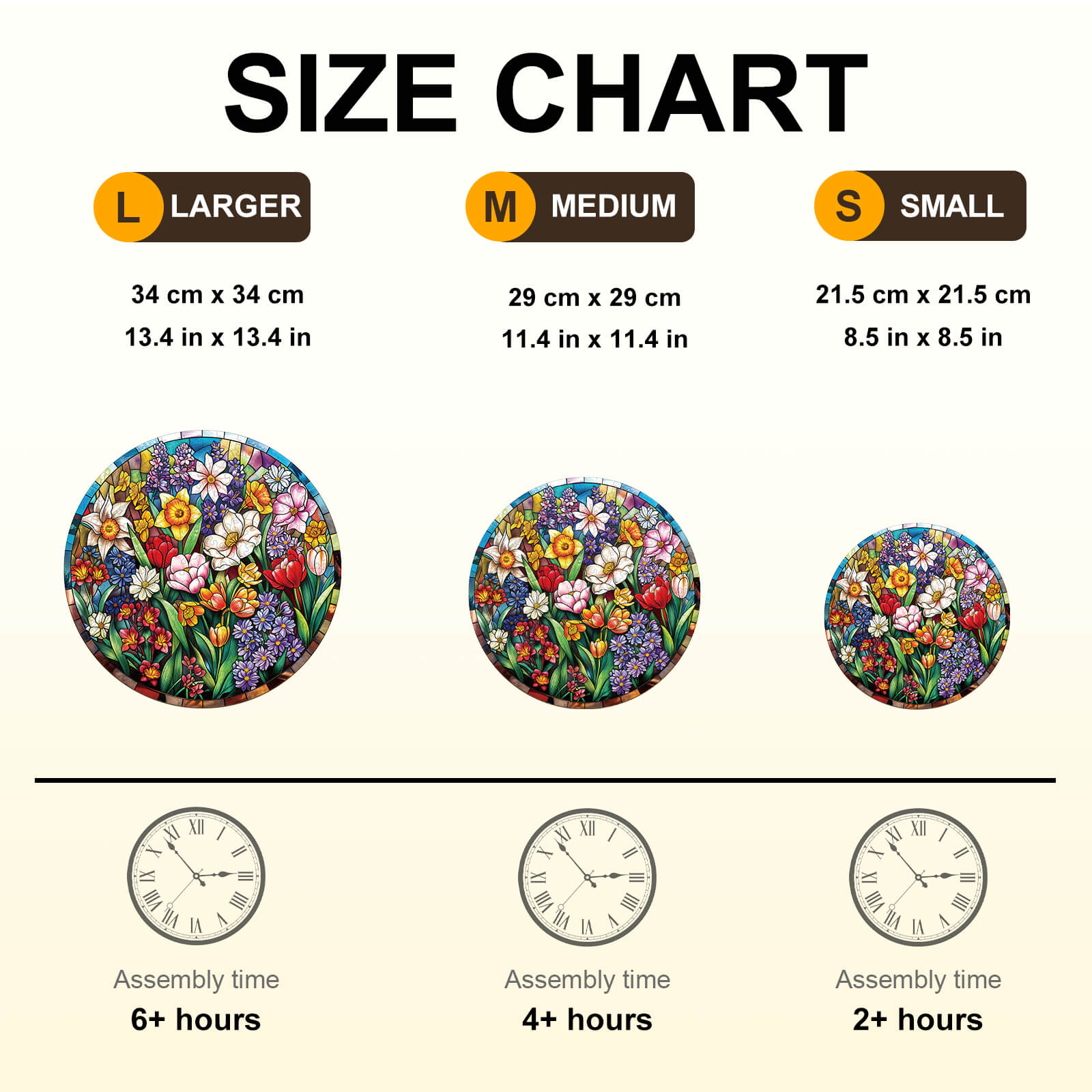 Stained Glass Flowers Wooden Jigsaw Puzzle