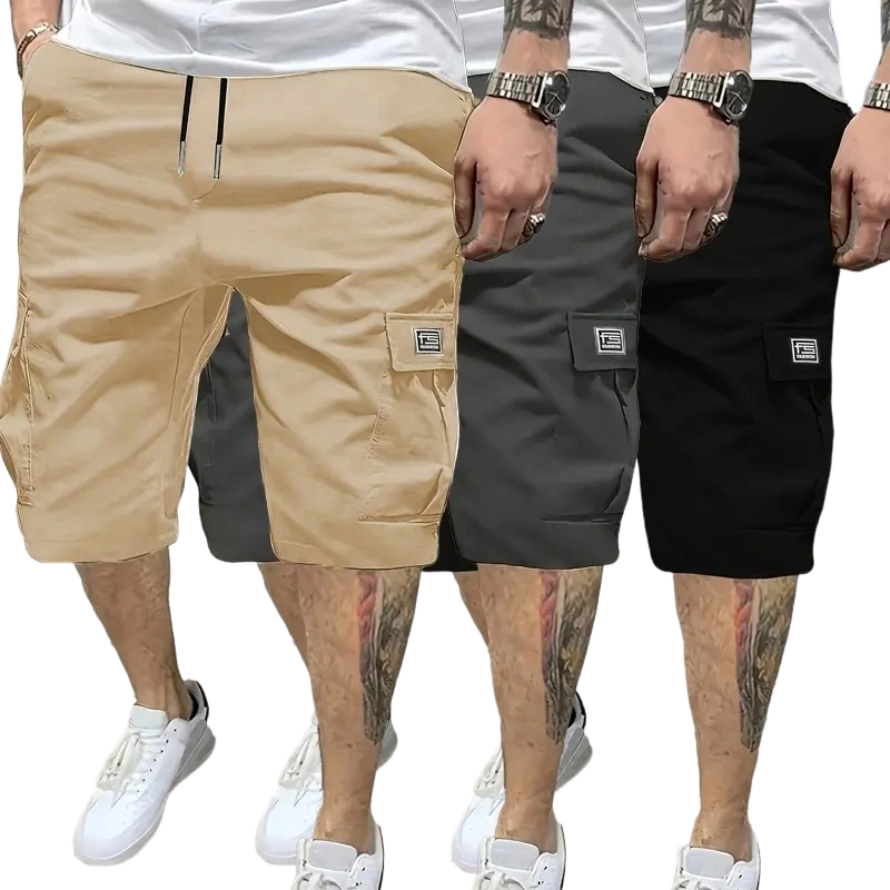 Men's Casual Shorts Set with Slanted Pockets