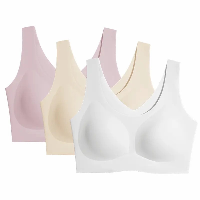 Seamless Bras for Women Full Coverage Wireless Bralette Widen Straps Side