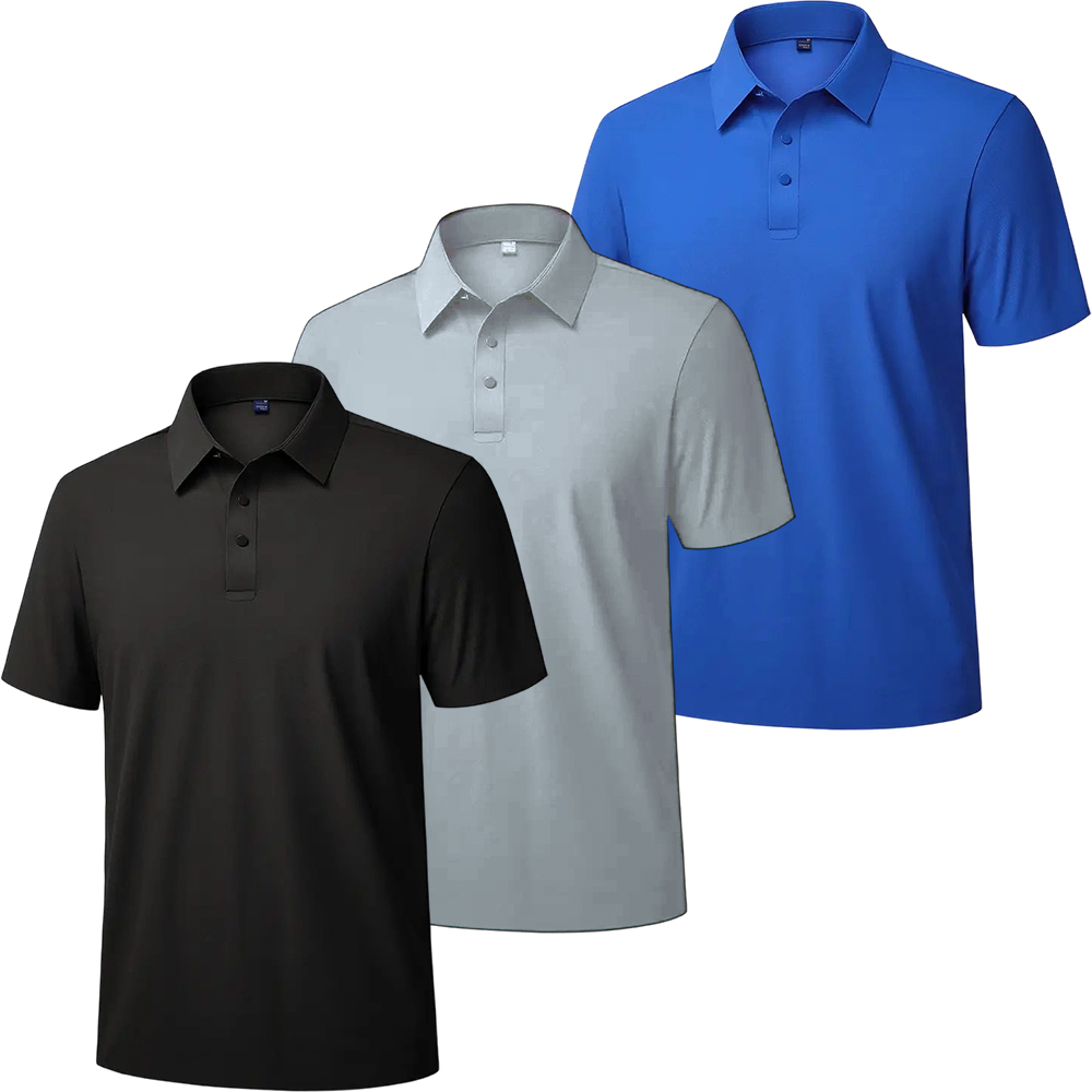 Men's Pique Polo Shirt Dry Fit Golf Shirts Short Sleeve Moisture Wicking Slightly Stretchy Casual Business Wear