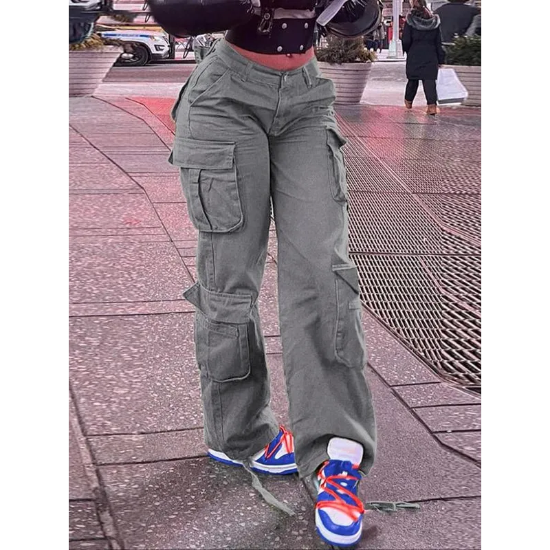 Women's Plain Drawstring High Waist Cargo Pants