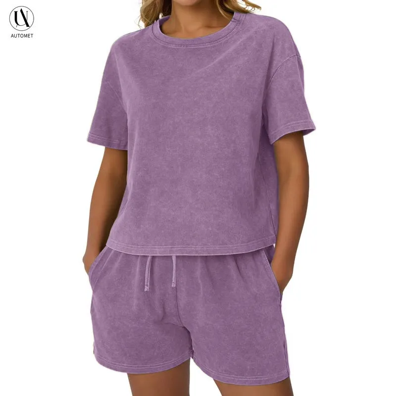 Comfort Fit Tank & Shorts Set – Acid Wash Look