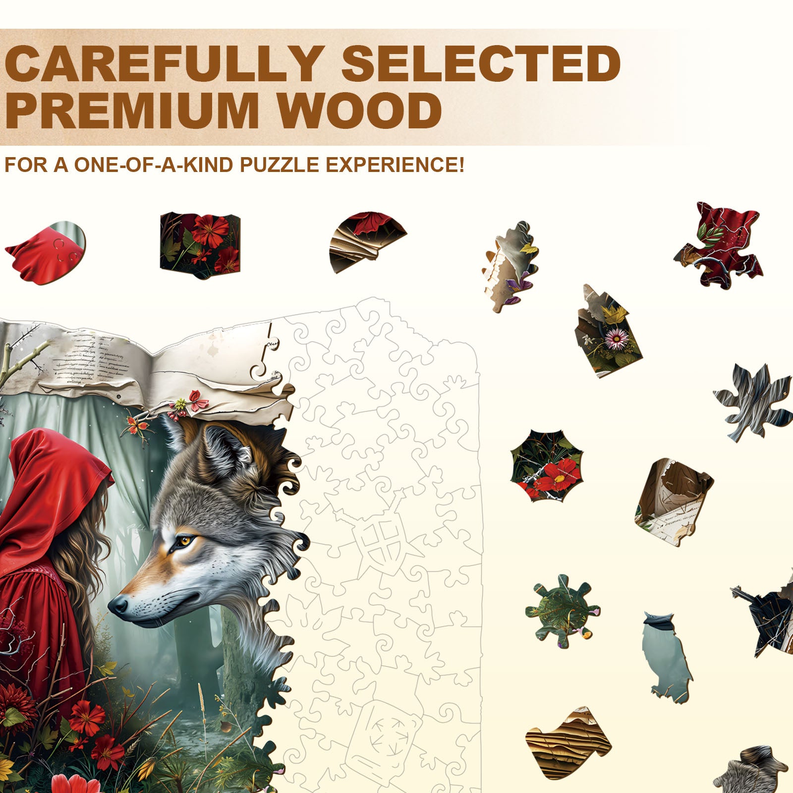 Wolf and the Maiden Wooden Jigsaw Puzzle