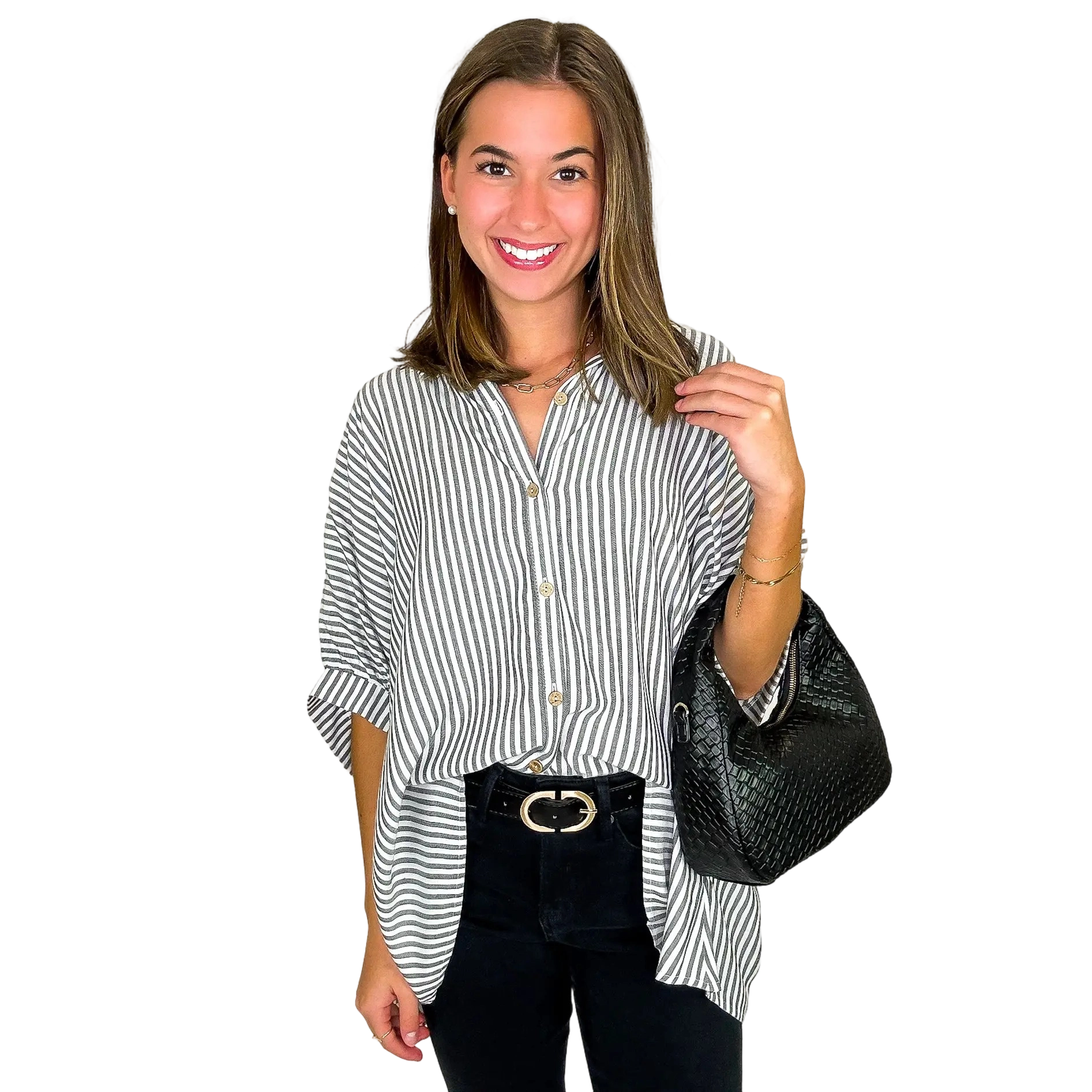 Classic Striped Relaxed-Fit Button-Down Shirt