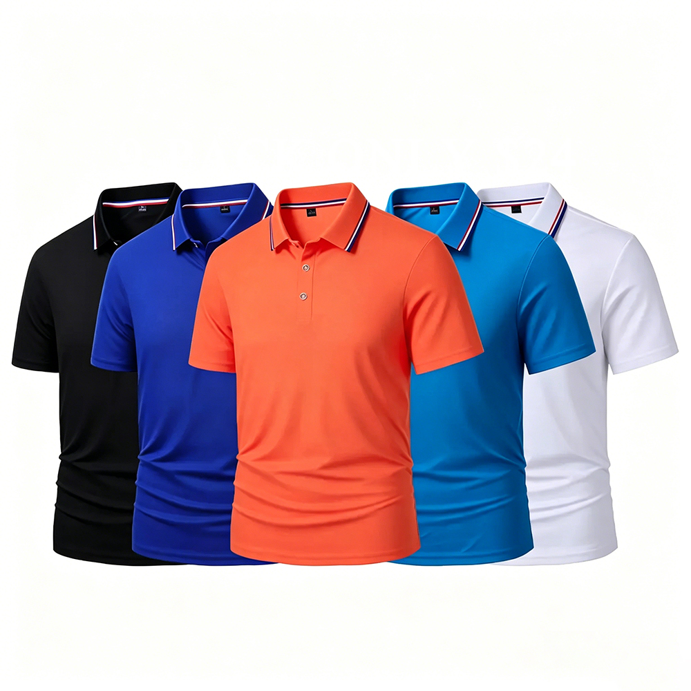 Men's Quick Dry Color Block Striped Polo Shirt⚡