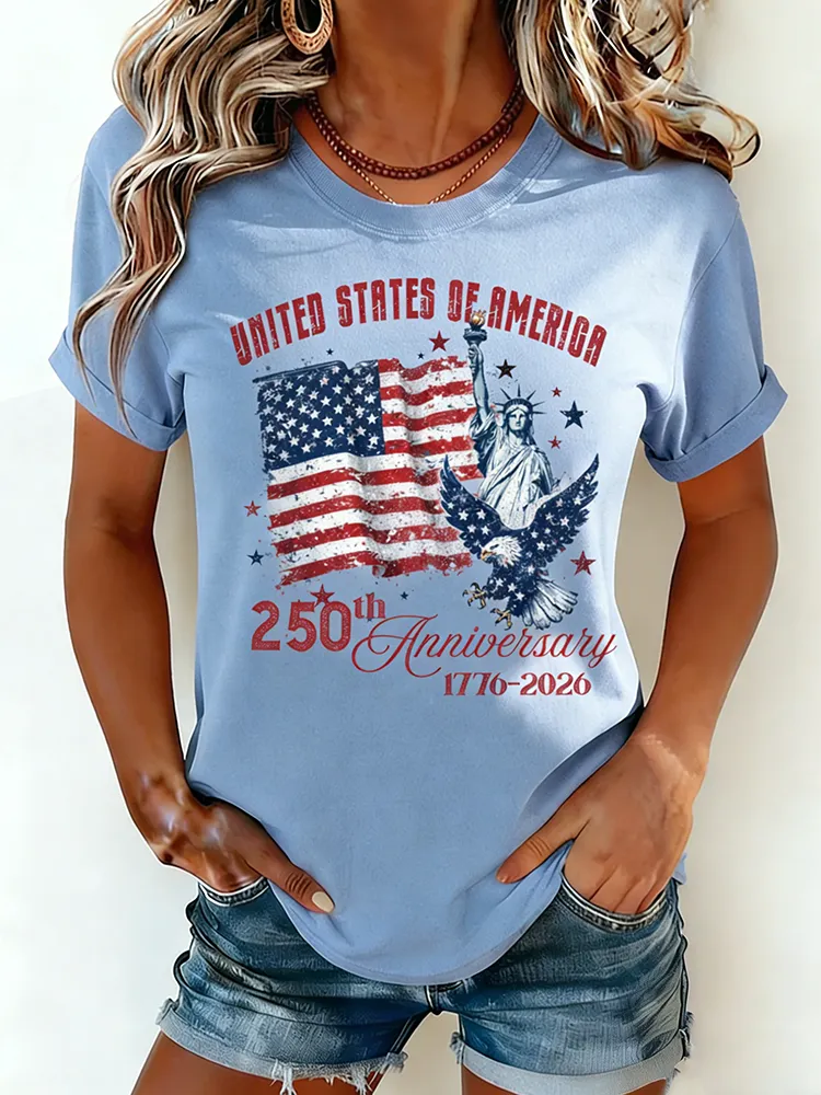 USA 250th Anniversary Statue Of Liberty Eagle Vintage Patriotic Tee