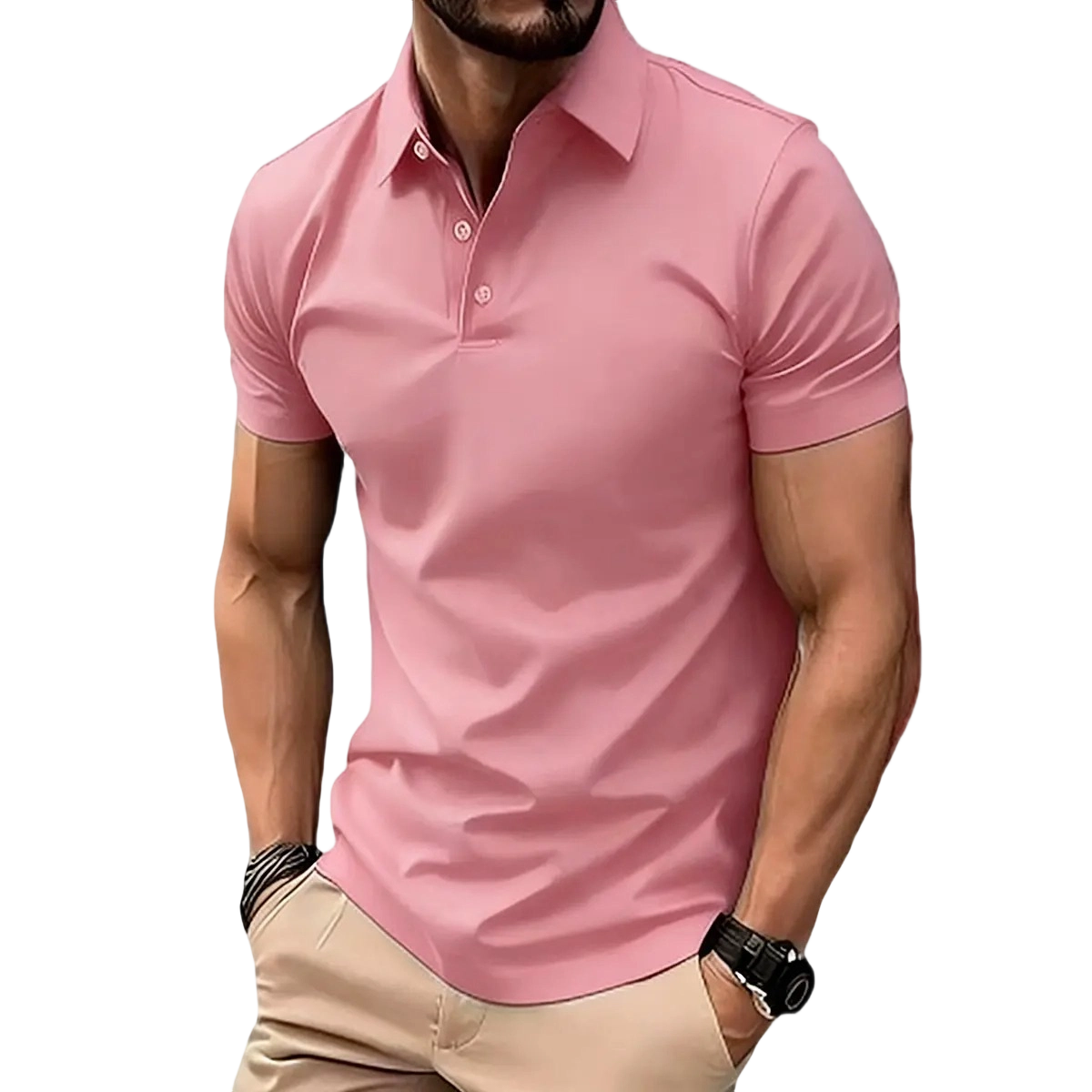 Men's Casual Solid Color Polo Shirt - 100% Polyester 150 GSM, Versatile for Golf, Bowling & Summer Business