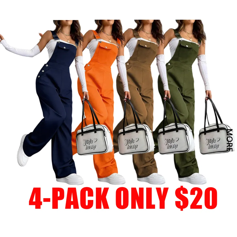 Women’s Solid Color Pocket Overalls