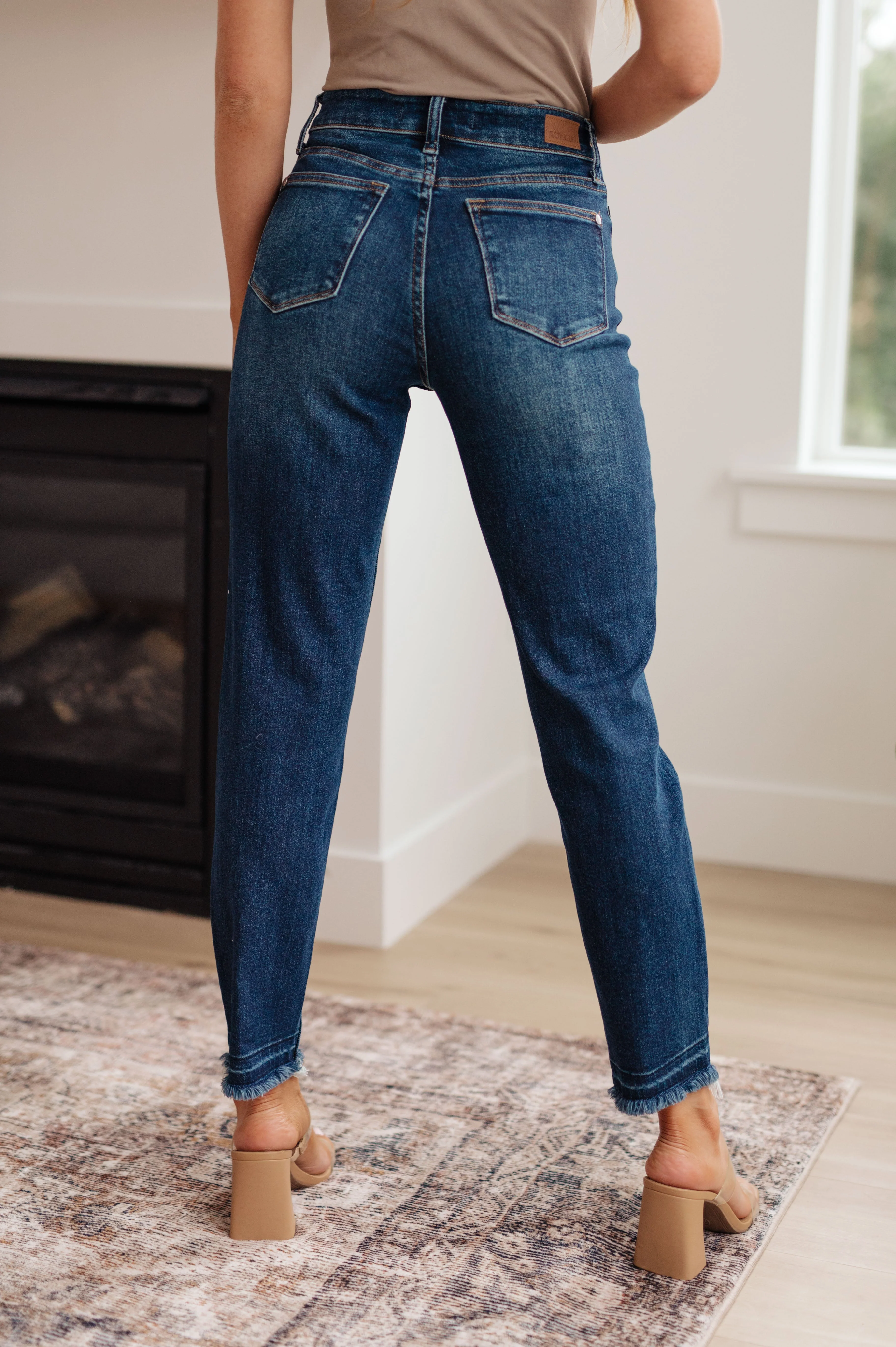 Blue Phillipa High Rise Release Hem Slim Jeans