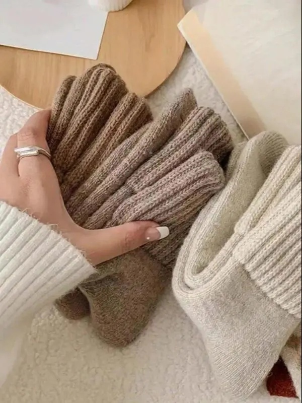 5 pairs🔥 Women's Solid Mid-calf Socks, Casual Soft Comfy Warm Socks for Fall & Winter, Women's Socks for Daily Wear