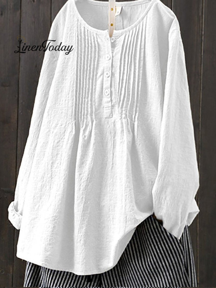 Women's Retro Cotton And Linen Casual Shirt