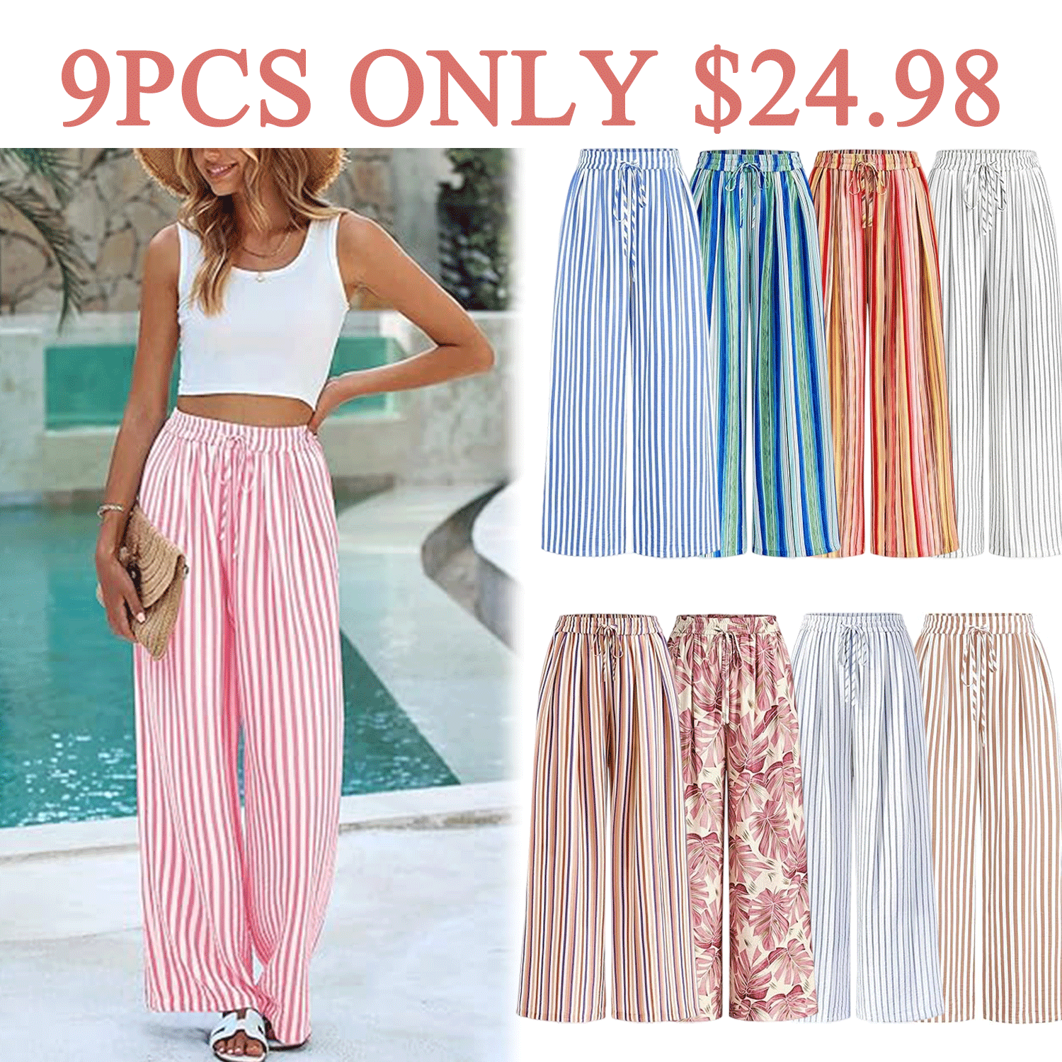 🔥Women’s Striped Palazzo Trousers