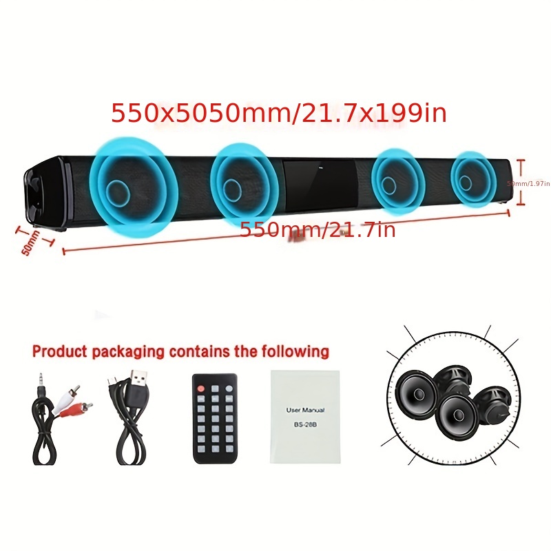 Theater TV Speaker 40W TV Soundbar Wired And Wireless Home Surround SoundBar For PC With FM Radio Music Center Column