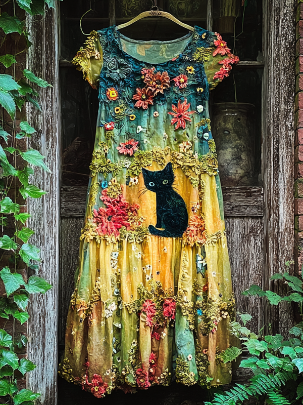 Summer Contrast Linen Dress 8661