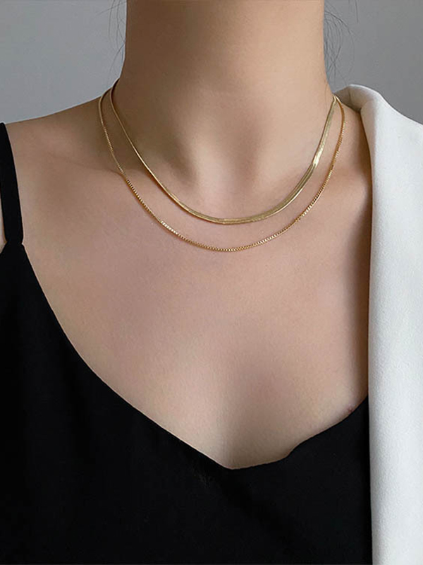 Simple Solid Color Multi-Layered Choker Necklaces Accessories