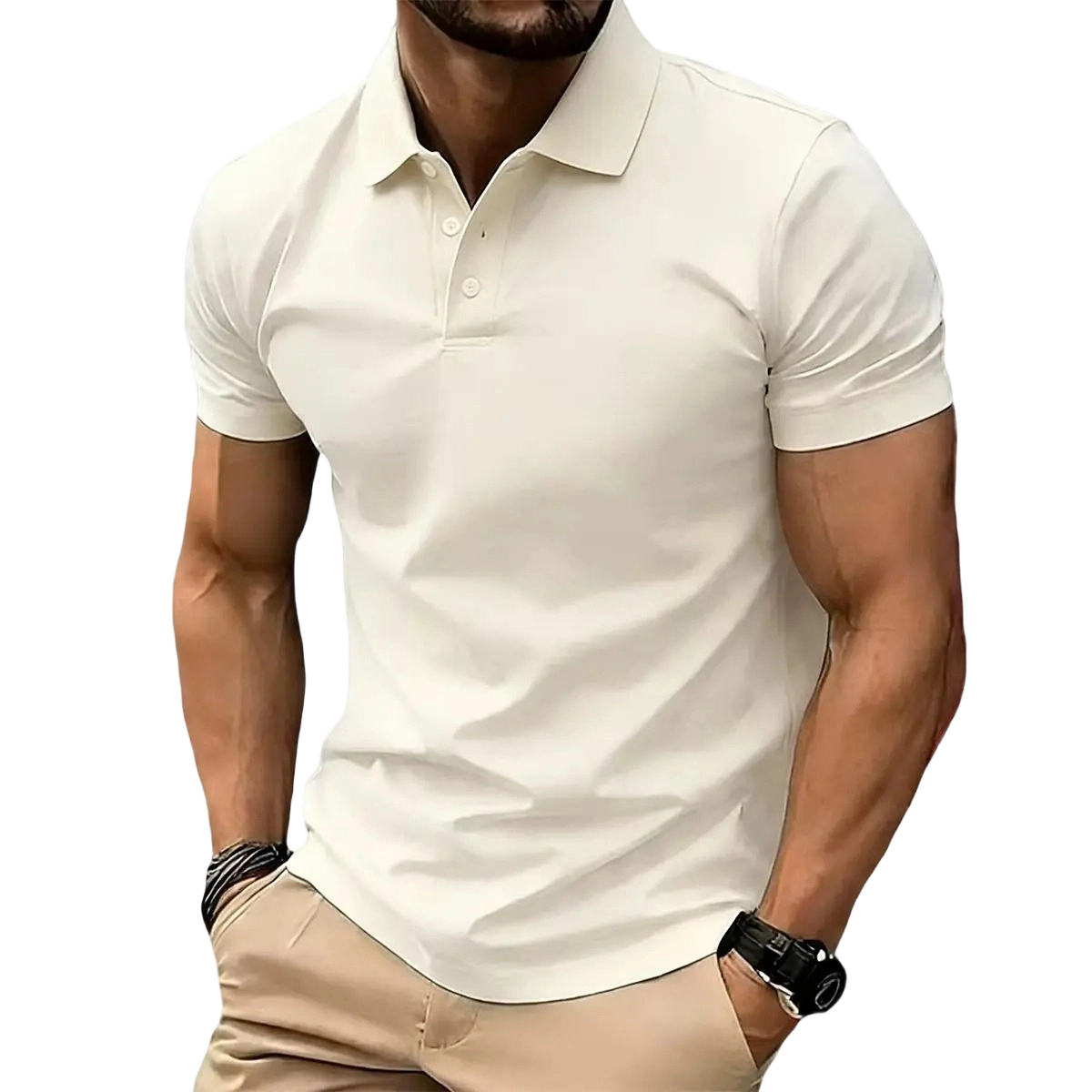 Men's Casual Solid Color Polo Shirt - 100% Polyester 150 GSM, Versatile for Golf, Bowling & Summer Business