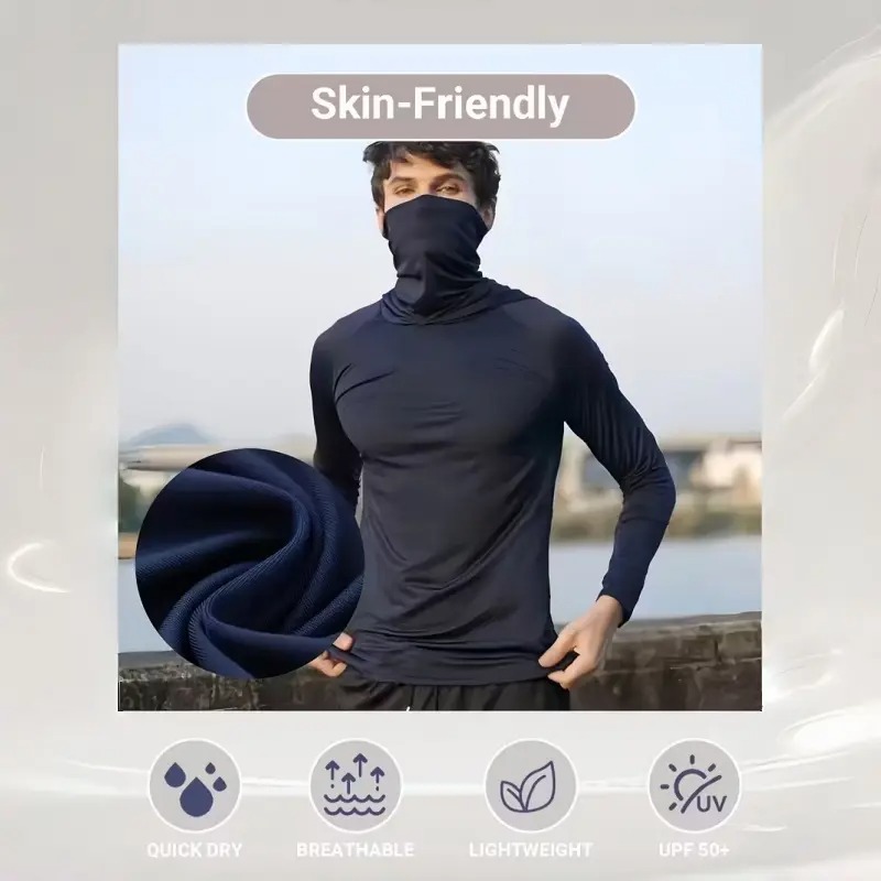 Men's Casual Hoodie Pullovers Slim Fit Long Sleeve Lightweight UPF 50+ Sun Protection