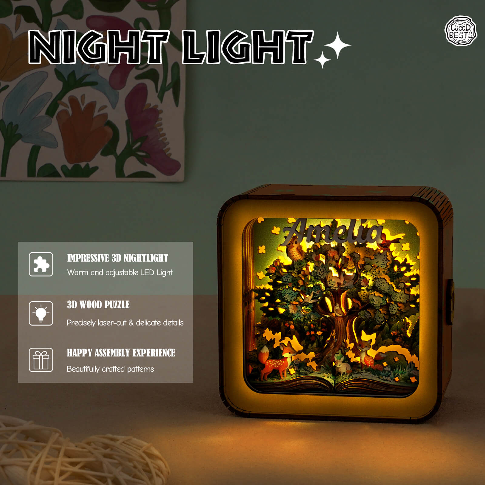 Paper Forest Kit - Personalized 3D Wooden Puzzle Night Light