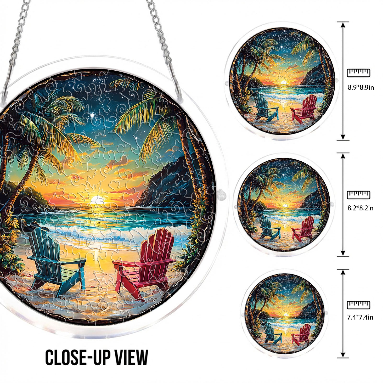 Acrylic Jigsaw Puzzle Suncatcher - Tropical Sunset