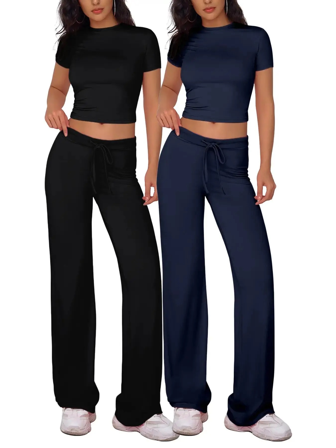 👕👕Women's Casual Crop Tee & Lounge Pants Set