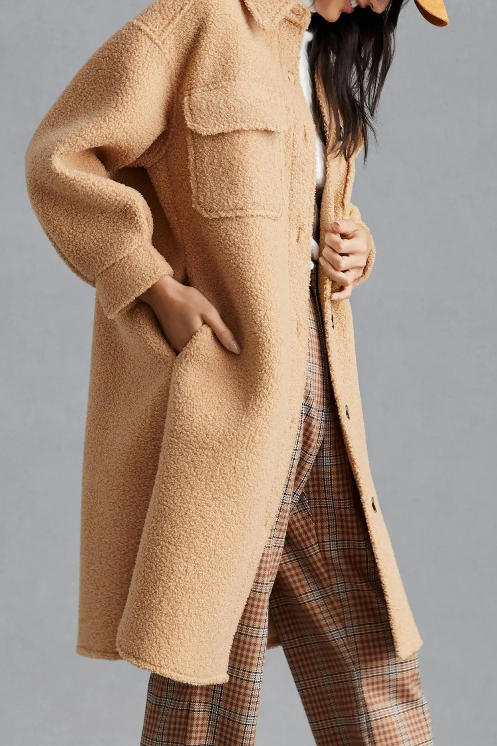 Beige Oversized Shirt Jacket