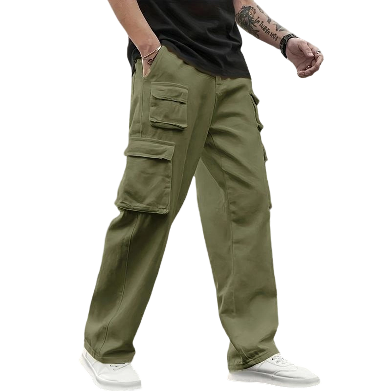 Men's Multi-Pocket Cargo Joggers, Solid Color Lightweight Casual Pants