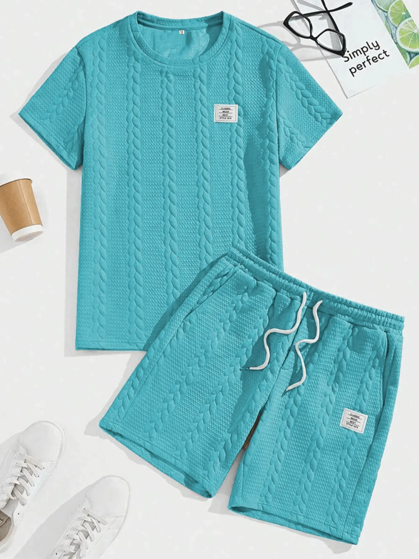 🔥🔥Men’s Casual T-Shirt & Drawstring Shorts Set (Regular Fit)