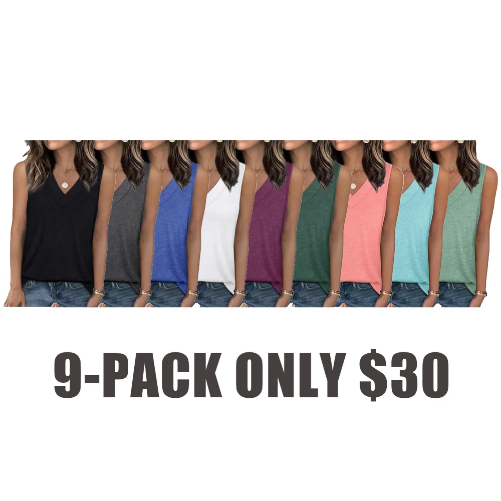 2025 Summer Women's V-Neck Tank Tops – Trendy Sleeveless Loose Fit Basic Tees